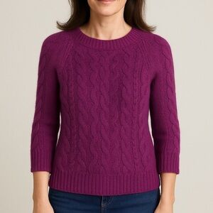 JCrew Purple Cable Knit Sweater